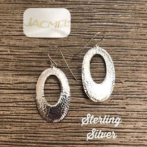 JCM JACMEL Sterling Silver Hammered Oval Earrings